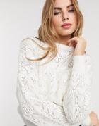 Pieces Knitted Sweater In Cream-white