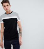 Asos Design Tall T-shirt With Color Block In Black - Black