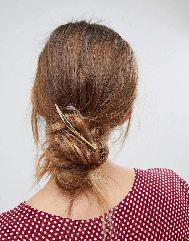 Orelia Brushed Navette Barrette Hair Clip - Gold