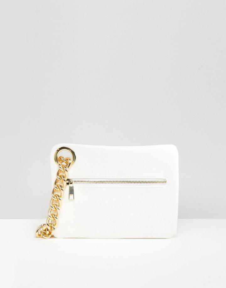 Asos Chain Handle Clutch Bag - White