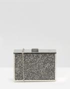 Chi Chi London Glitter Box Clutch Bag - Silver