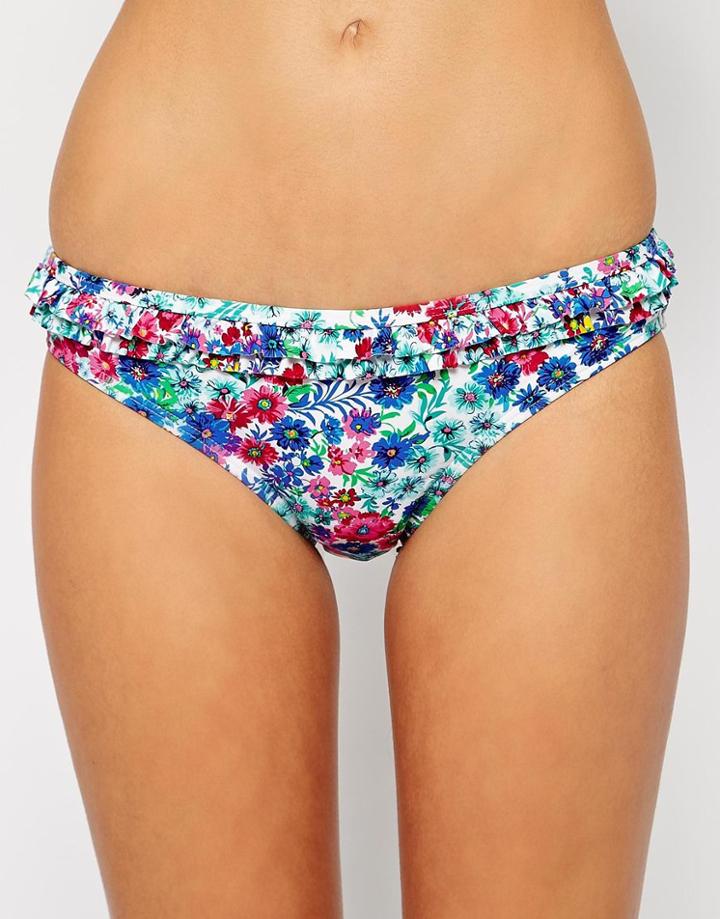 Piha Fresh Cut Frill Bikini Bottom - White