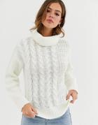 Brave Soul Opium Sweater In Patchwork Cable Knit