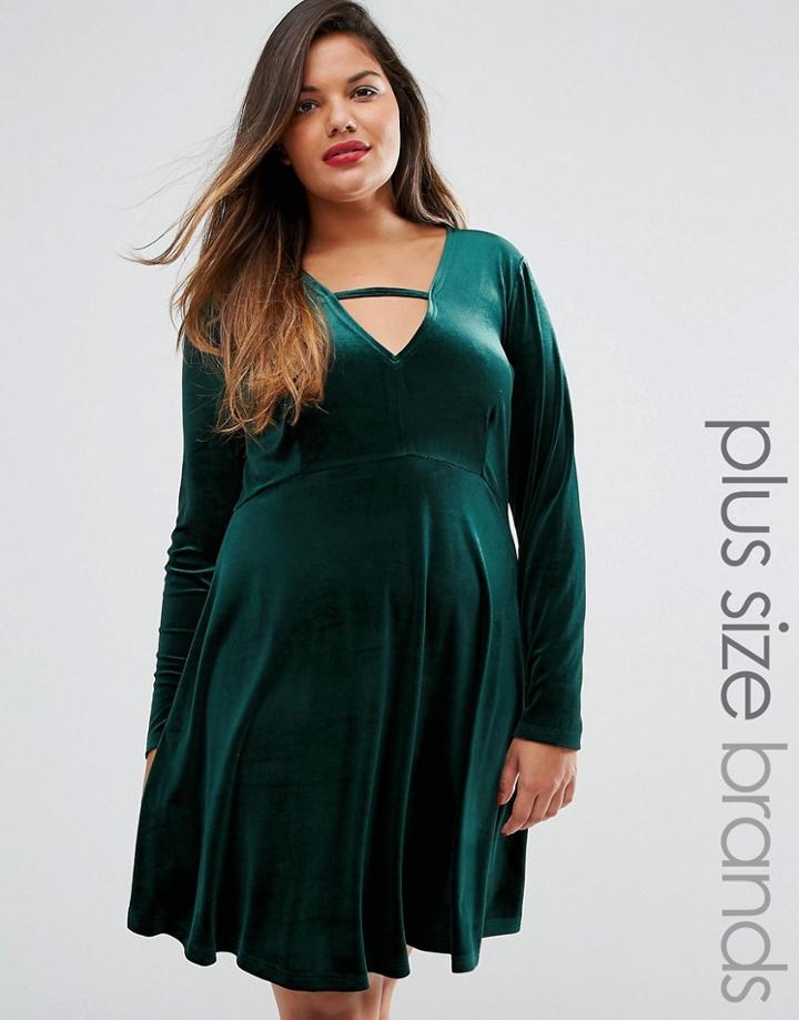 Alice & You Velvet Skater Dress - Green