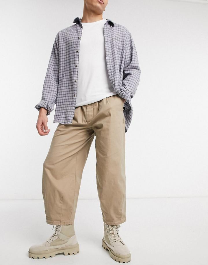 Asos Design Wide Crop Chinos In Stone-neutral