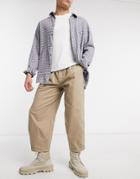 Asos Design Wide Crop Chinos In Stone-neutral