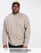 Asos Design Long Sleeve Oversized T Shirt With Turtle Neck In Brown