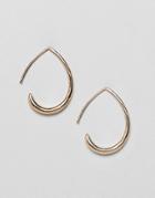 Asos Design Earrings With Teardrop Pull Through Design In Gold - Gold