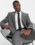 River Island Textured Slim Suit Jacket In Gray Check