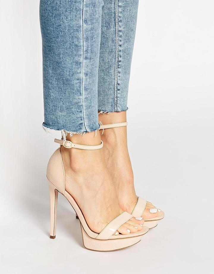 Asos High Cross Heeled Sandals - Nude