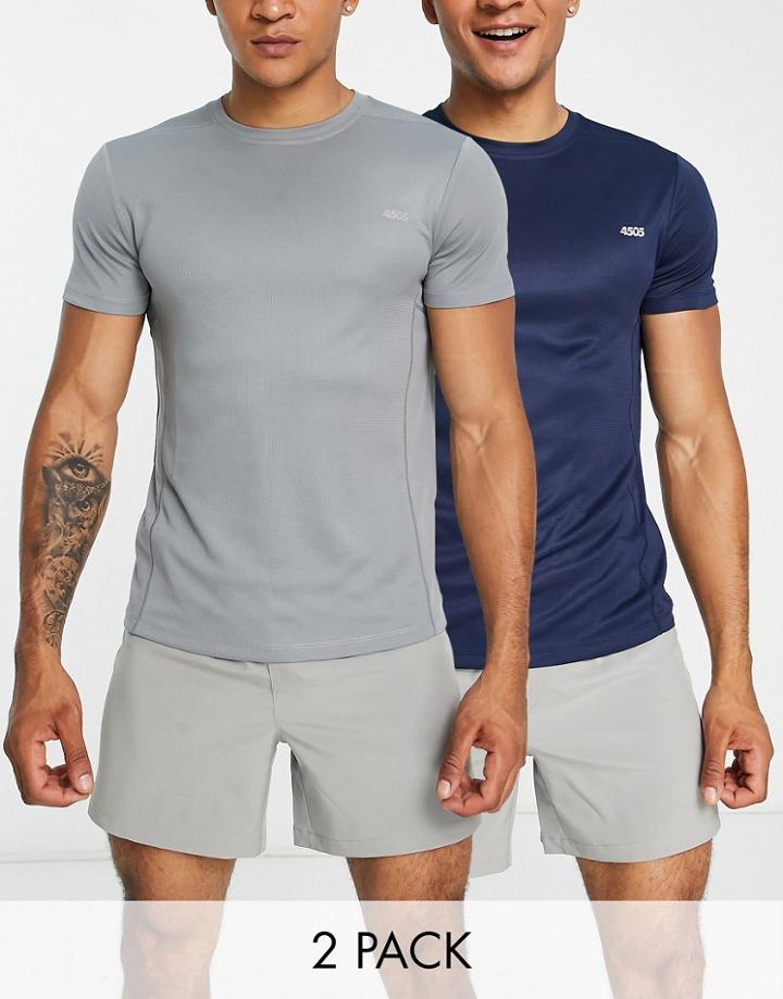 Asos 4505 Icon Training T-shirt With Quick Dry 2 Pack-multi