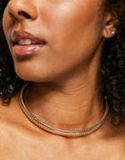 Asos Design Choker Necklace With Dome Snake Chain Design In Gold Tone