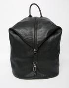 Pieces Slouchy Zip Detail Backpack - Black