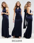 Tfnc Wedding Multiway Maxi Dress In Sheen - Navy