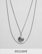 Designb White Stone Double Chain Locket Necklace In Silver - Silver