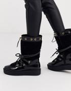 Asos Design Arctic Fur Snow Boots In Black