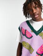 Vintage Supply Watermelon Knitted Vest In Purple