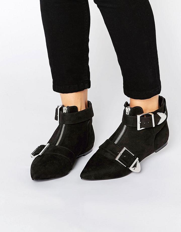 Asos Acamar Buckle Ankle Boots - Black