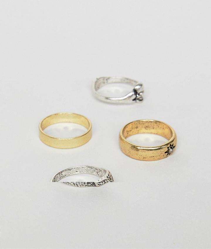 Reclaimed Vintage Inspired Ring Pack With Mixed Metals Exclusive At Asos - Gold
