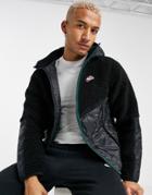 Nike Heritage Essentials Winter Fleece Paneled Zip-through Hooded Jacket In Black
