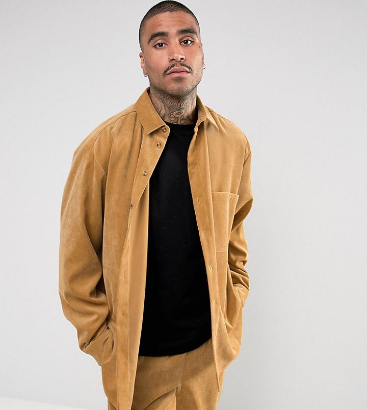 Reclaimed Vintage Inspired Oversized Shirt In Cord - Tan