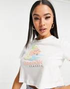 Reebok Cropped Graphic Logo T-shirt In Off White-yellow