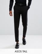 Asos Tall Skinny Cropped Smart Pants In Black - Black