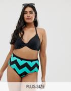 Junarose Zigzag High Waisted Bikini Bottoms - Multi