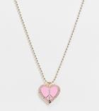 Reclaimed Vintage Inspired Necklace With Pink Enamel Peace Heart In Gold-multi