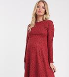 New Look Maternity Ditsy Floral Smock Dress In Red