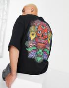 Asos Design Oversized T-shirt In Black With Skull Back Print
