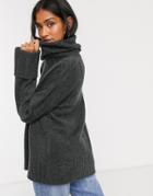 Micha Lounge Heavy Rib Rollneck Sweater With Deep Cuff-gray