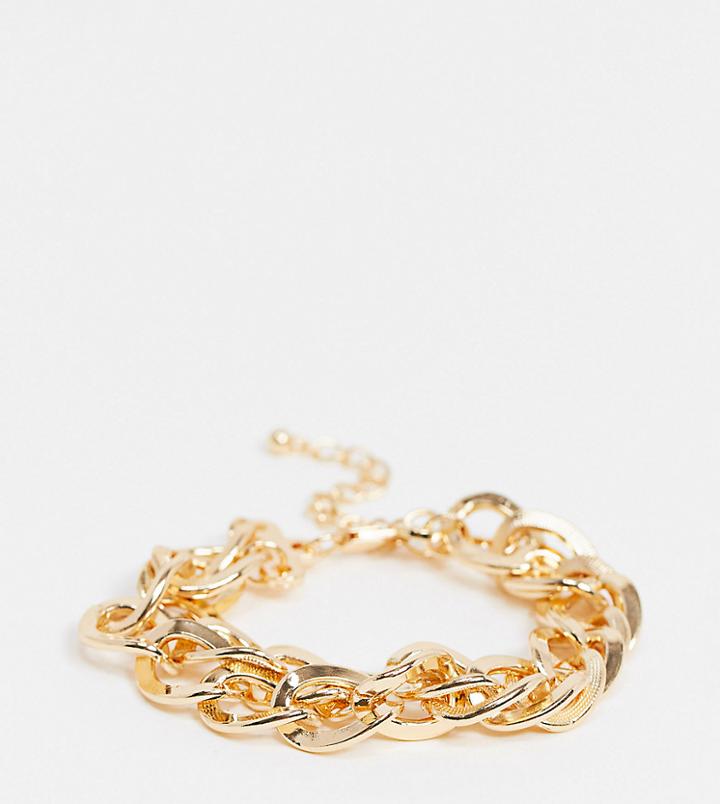 Vero Moda Exclusive Double Chunky Chain Bracelet In Gold