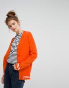 E.l.k Relaxed Boyfriend Cardigan With Sports Stripe - Orange