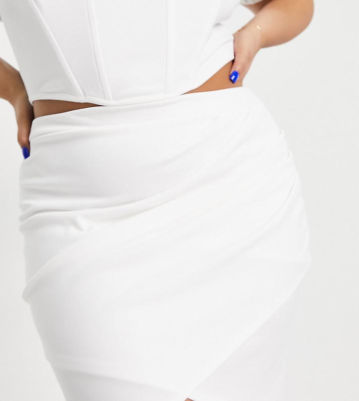 Jaded Rose Plus Fitted Mini Skirt In Ecru - Part Of A Set-white