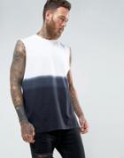 Asos Sleeveless T-shirt With Dropped Armhole And Dip Dye - Black