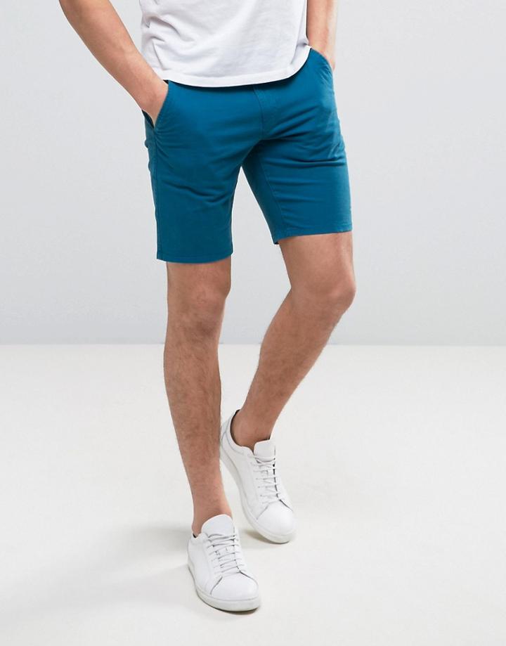 Farah Hawk Straight Chino Shorts In Dark Blue - Blue