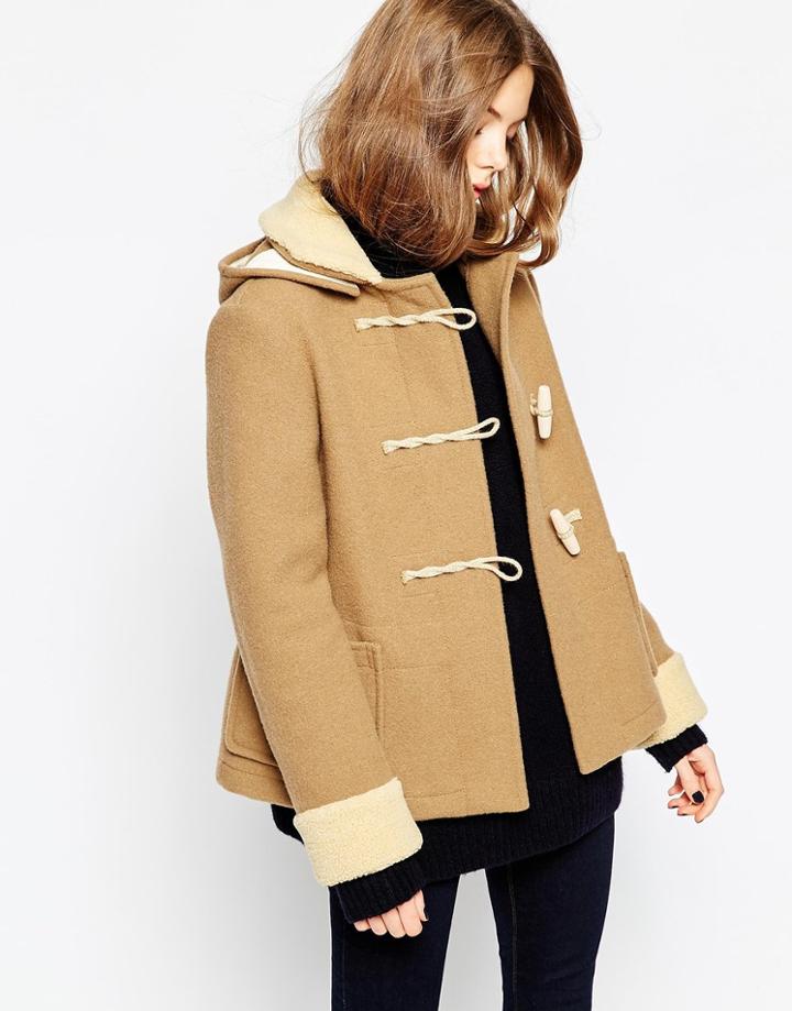 Gloverall Short Duffle With Detachable Hood - Beige