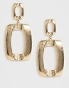 Asos Design Earrings With Square Shape Drop In Brushed Gold Tone