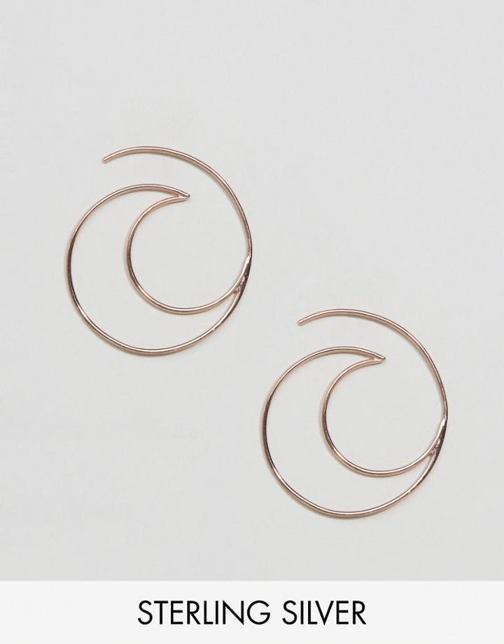 Asos Rose Gold Plated Sterling Silver Open Moon Hoop Earrings - Silver