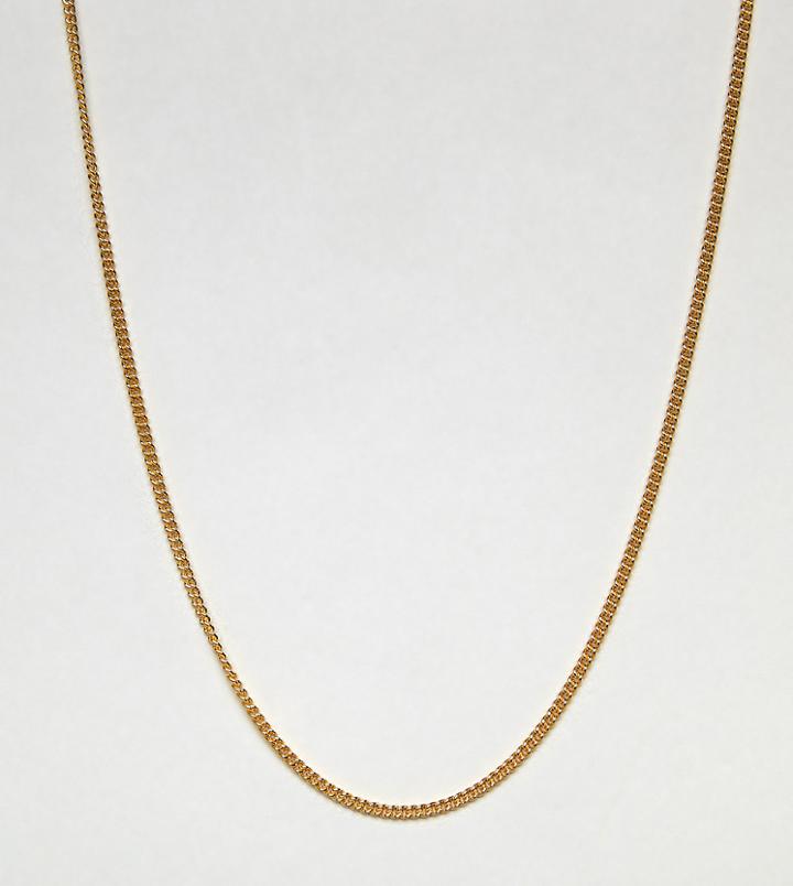 Asos Design Short Sterling Silver Necklace In Gold Plate - Gold