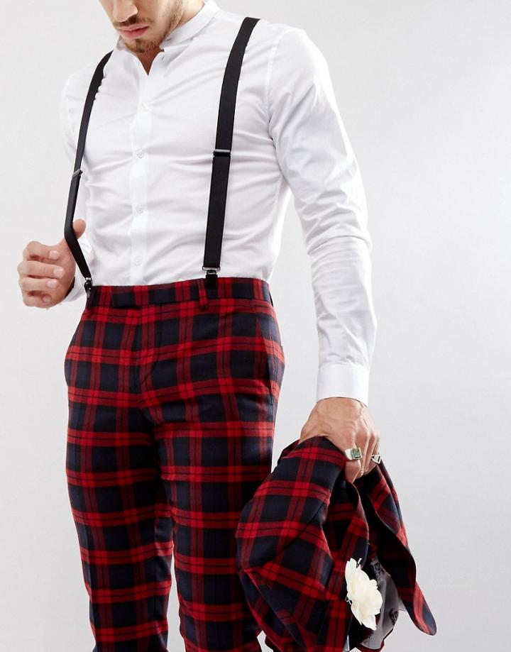 Asos Wedding Suspenders With Black Coated Trims - Black