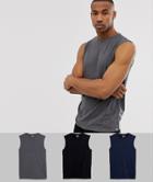 Asos Design 3 Pack Tank Tank Save-multi