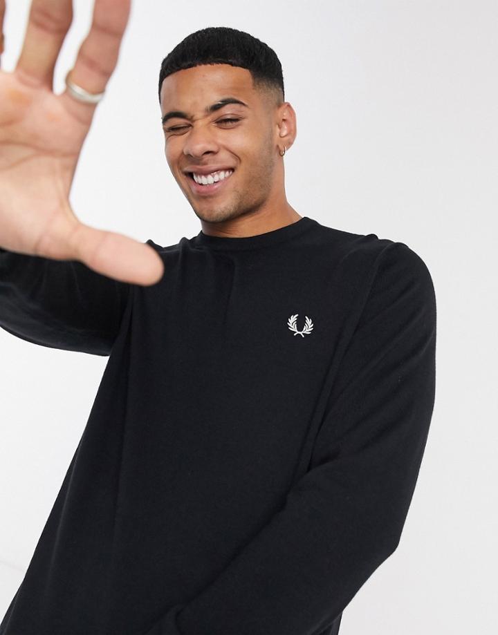 Fred Perry Classic Crew Neck Sweater In Black