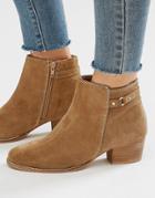 Oasis Sally Strap Short Boot Suede - Tan