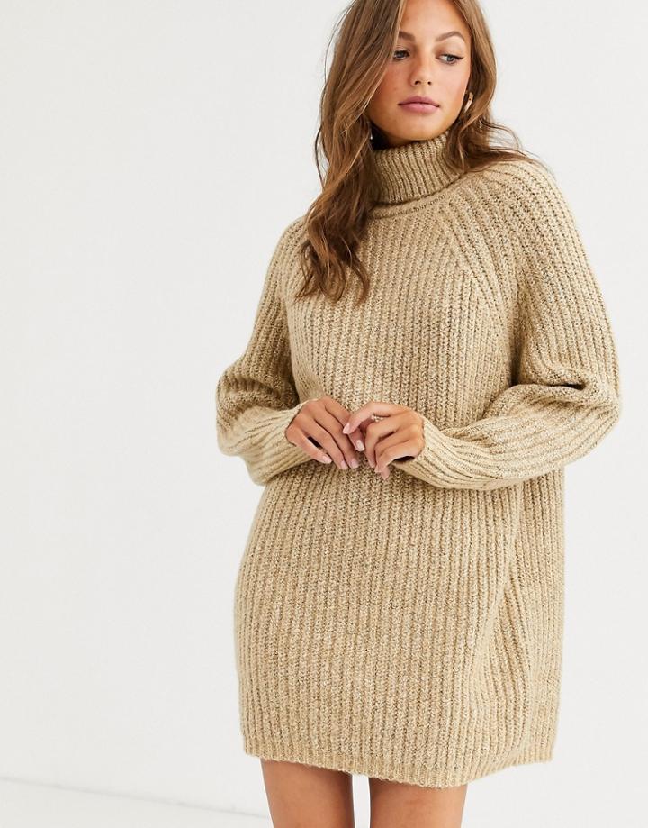 Asos Design Chunky Mini Dress With Roll Neck