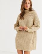 Asos Design Chunky Mini Dress With Roll Neck