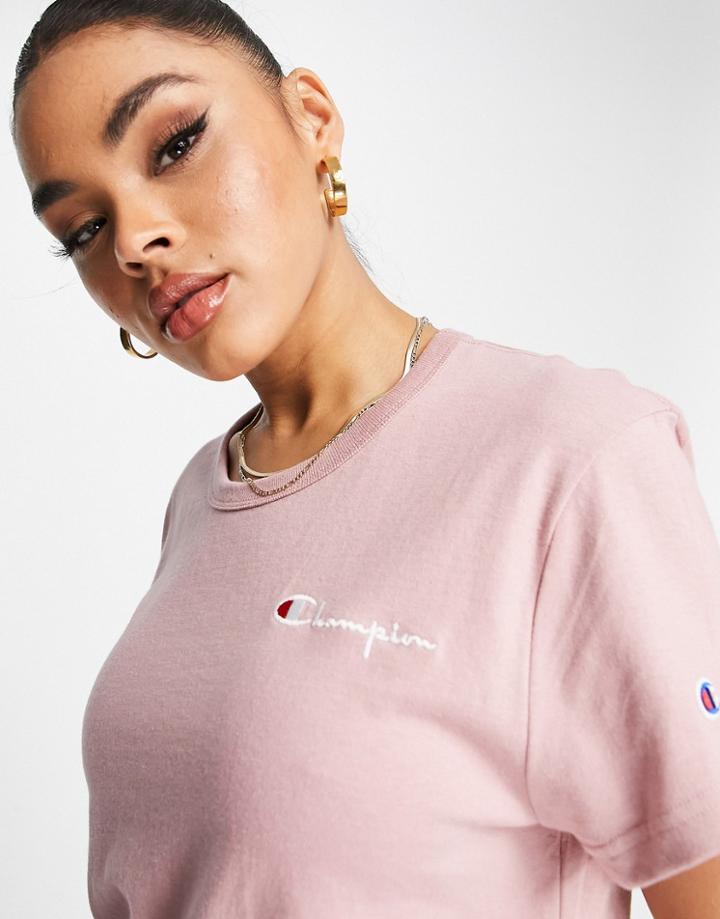 Champion Boyfriend T-shirt With Script Logo In Pink