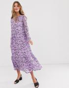Pieces Floral Maxi Dress - Purple