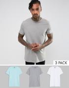 Asos Longline T-shirt 3 Pack Save - Multi